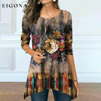 Irregular Floral Print Blouse Multicolor best Best Sellings clothes Plus Size Sale tops Topseller