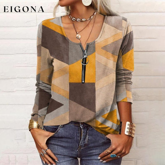 Vintage Geometric Print Blouse Multicolor best Best Sellings clothes Plus Size Sale tops Topseller