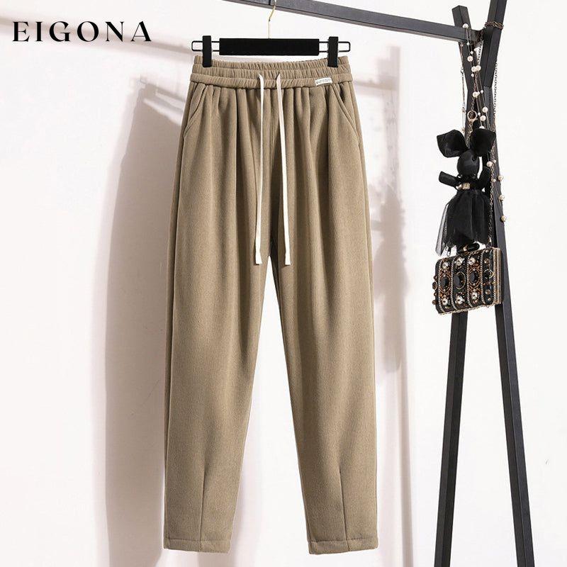 Solid Colour Warm Trousers Khaki best Best Sellings bottoms clothes pants Sale Topseller