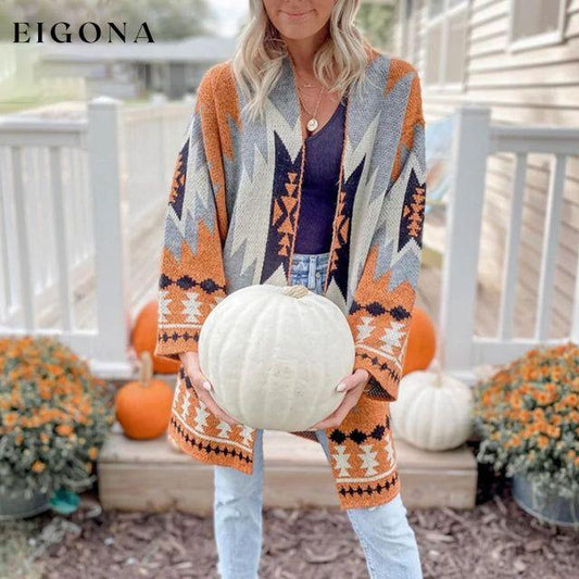 Casual Geometric Print Cardigan Multicolor best Best Sellings cardigan cardigans clothes Sale tops Topseller