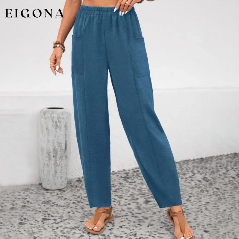 Casual Solid Color Trousers Blue best Best Sellings bottoms clothes pants Sale Topseller