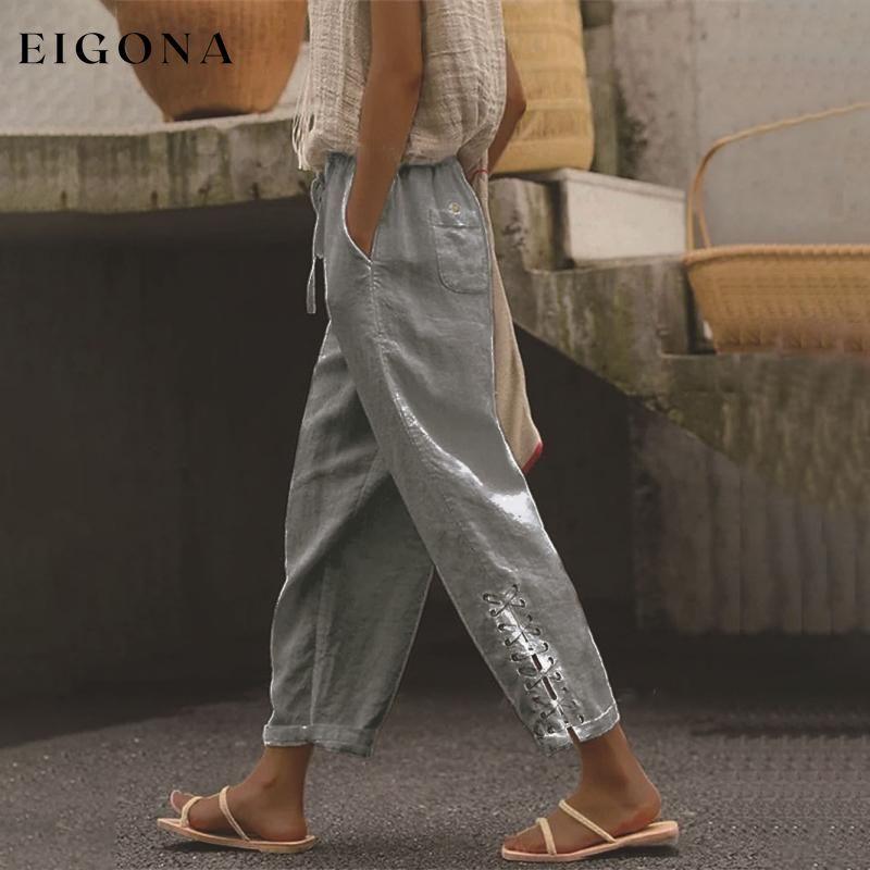 【Cotton And Linen】Casual Straight Trousers Light Gray best Best Sellings bottoms clothes Cotton And Linen pants Sale Topseller