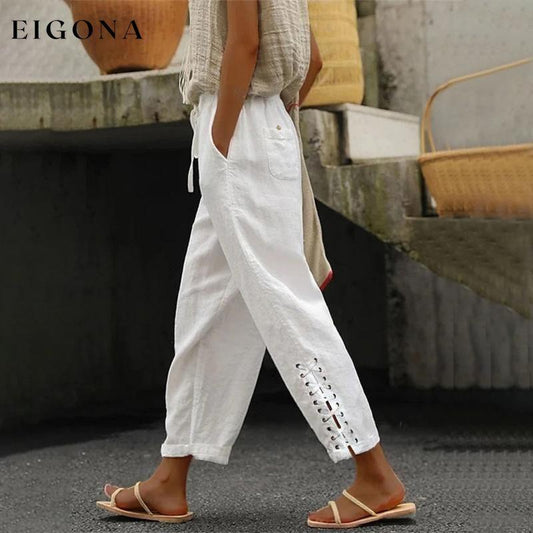 【Cotton And Linen】Casual Straight Trousers White best Best Sellings bottoms clothes Cotton And Linen pants Sale Topseller