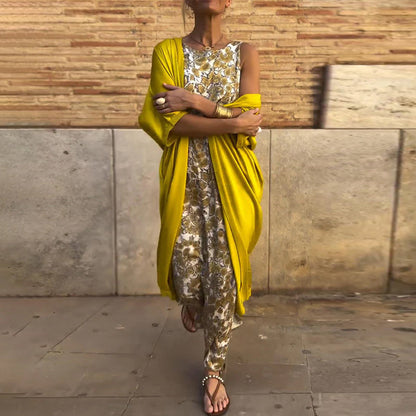 Completo elegante a due pezzi con stampa vintage