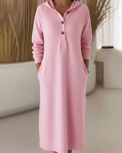 Long-Sleeved Hooded Loose Casual Dress