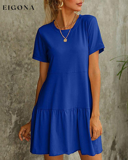 Solid color short sleeve t-shirt dress Blue 23BF Casual Dresses Clothes Dresses Spring Summer