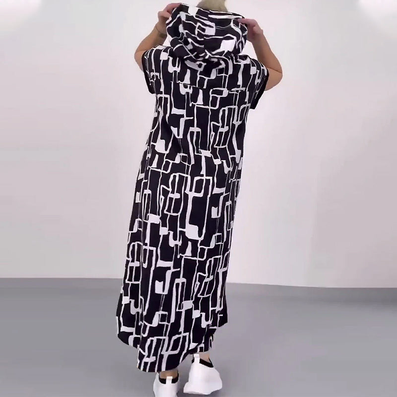 Half-Zip Loose Contrast Dress