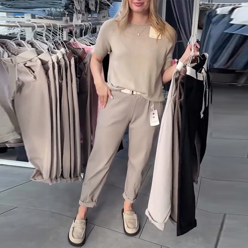 Pantaloni dritti casual tinta unita