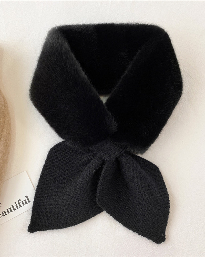 Fashionable Knitted Patchwork Fur Scarf