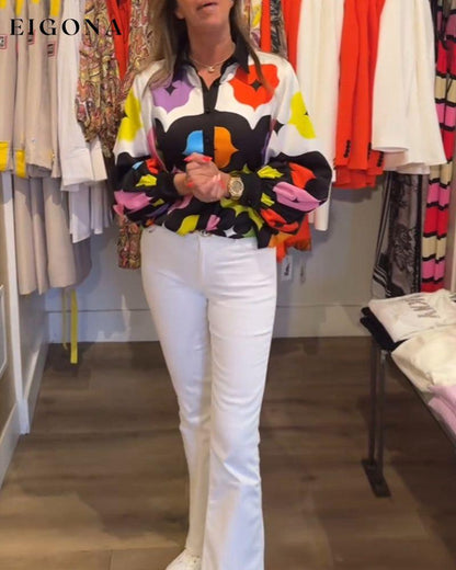 Colorful casual long-sleeved shirt blouses & shirts spring summer