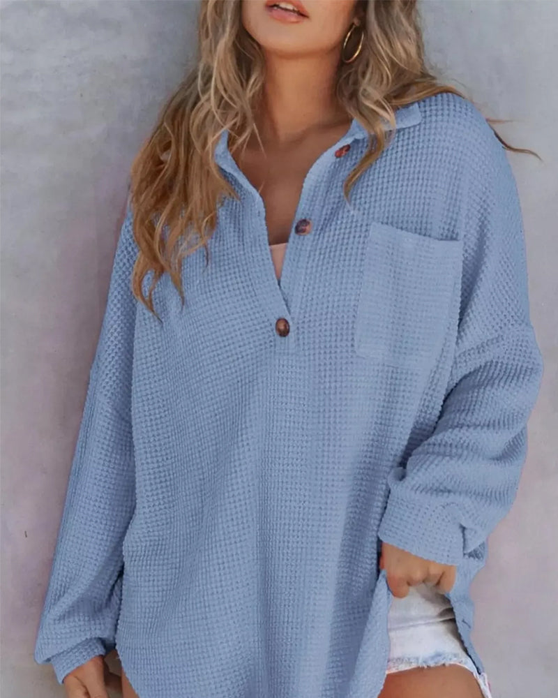 Solid Button-Down Loose Lapel Blouse 2024 f/w blouses & shirts spring