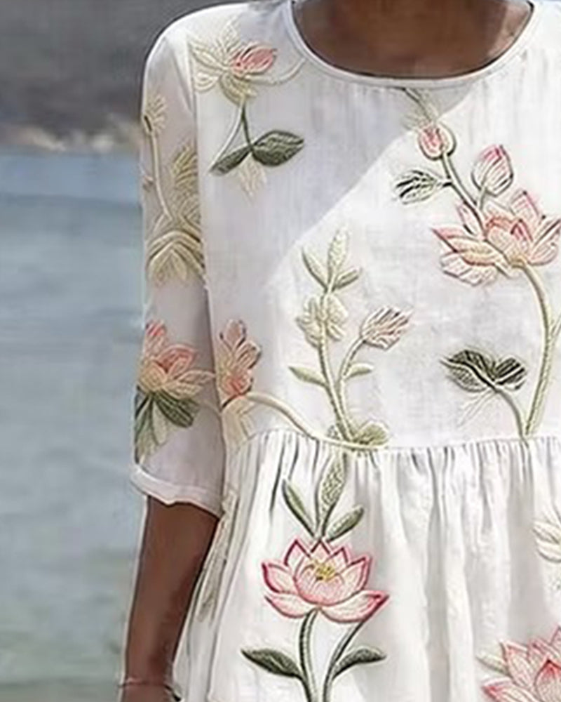 Floral Round Neck Dress