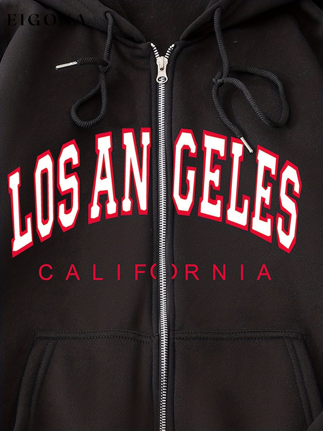 LOS ANGELES CALIFORNIA Graphic Drawstring Hooded Jacket clothes S&M&Y Ship From Overseas Shipping Delay 09/29/2023 - 10/05/2023 Sweater sweaters trend
