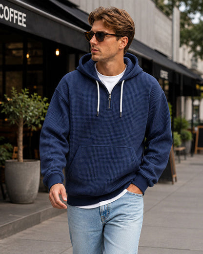 Men's Solid Zip Pullover Hoodie