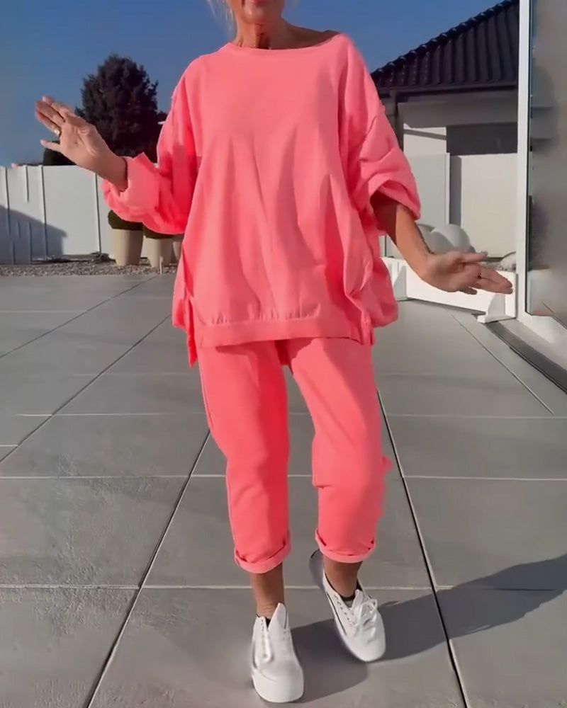 Solid Color Simple Casual Blouse