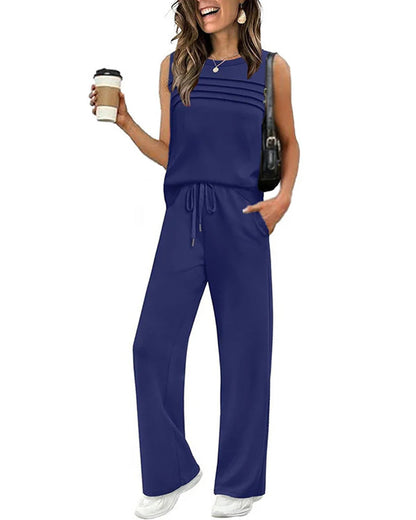 Pleated Vest Top Two-Piece Set