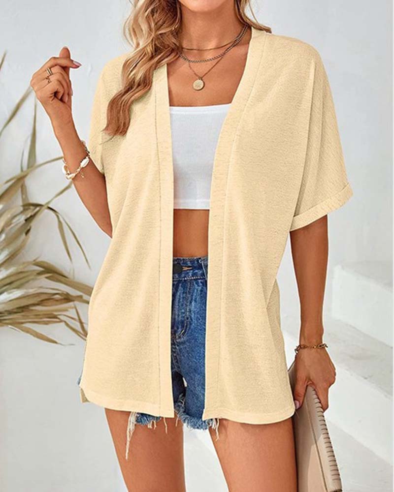 Short Sleeve Casual Solid Coat