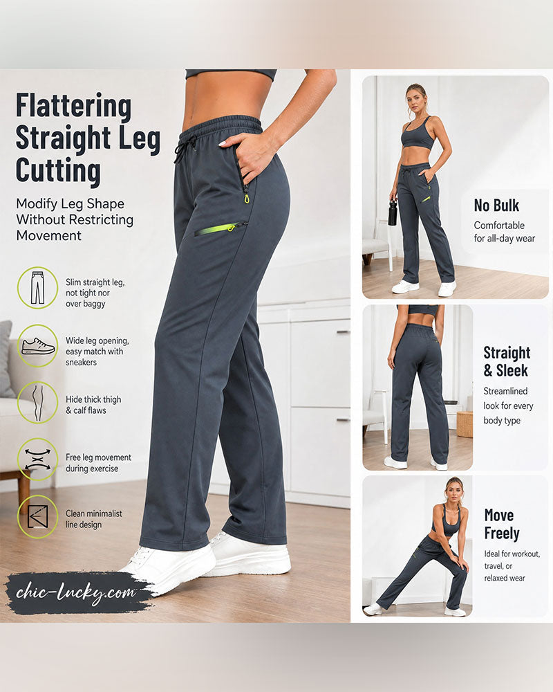 Zip Pocket Straight-Leg Pants