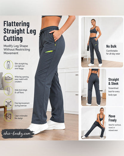 Zip Pocket Straight-Leg Pants