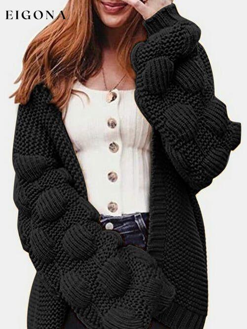 Open Front Oversized Fashion Long Sleeve Cardigan Sweater Black cardigan cardigans clothes S.X.H Ship From Overseas Sweater sweaters