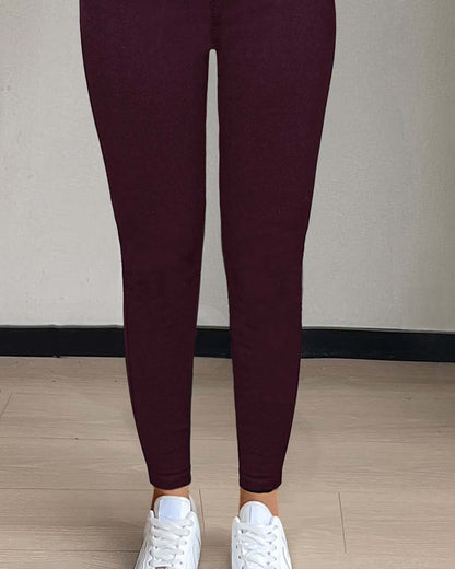 Women's Pocket Solid Skinny Casual Pant