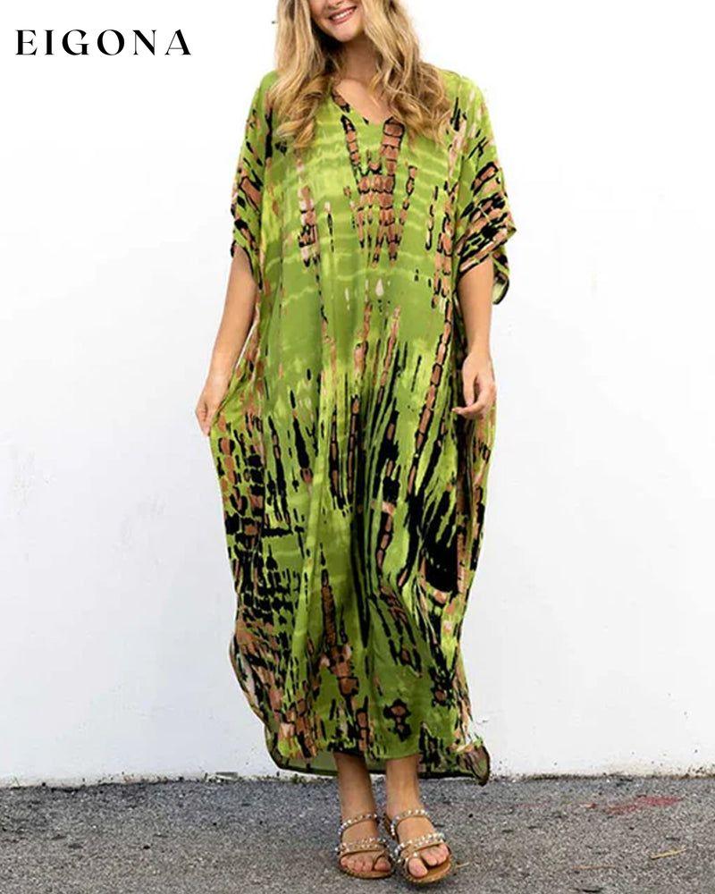 Loose printed three-quarter sleeve long dress casual dresses spring summer