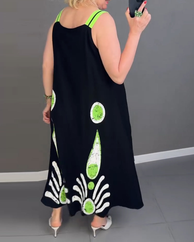 Abito stampato con spalline larghe