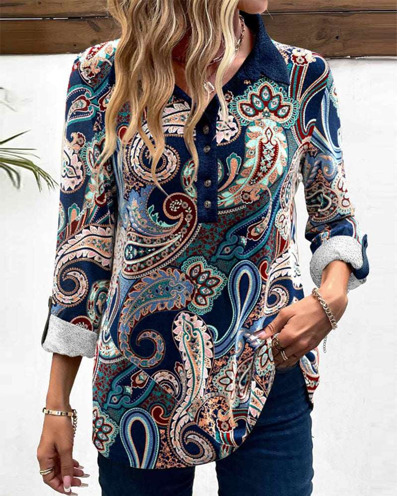 Paisley print lapel blouse 2023 f/w 23BF blouses & shirts spring