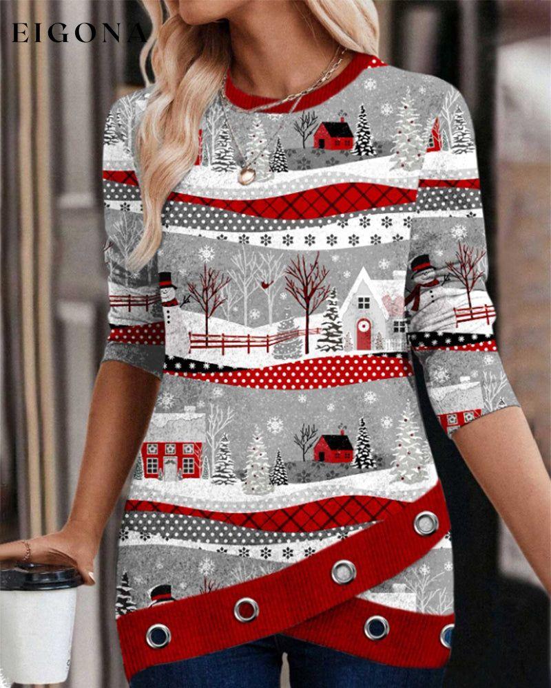 Christmas print cross sweatshirt Gray 2023 f/w 23BF christmas Clothes spring sweatshirts