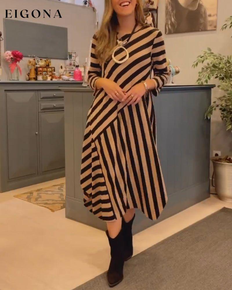 Striped Loose Casual Dress 2023 f/w 23BF casual dresses Clothes Dresses spring