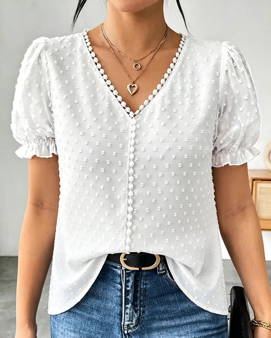 V-Neck Puff Sleeve Blouse blouses & shirts spring summer