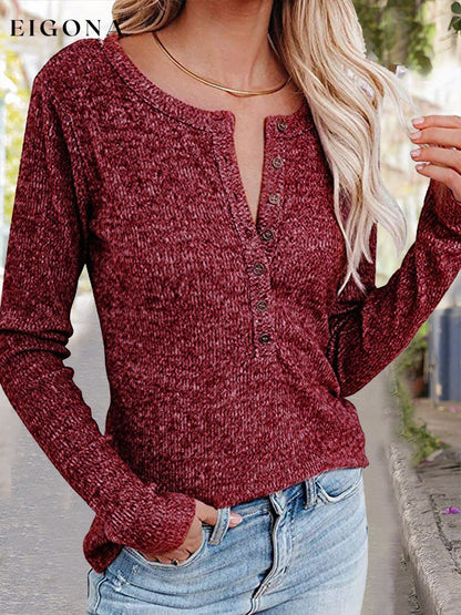 Women's Button-Up Slim Knit Top top tops