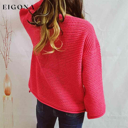 Openwork Boat Neck Long Sleeve Sweater clothes S.X Ship From Overseas sweater sweaters