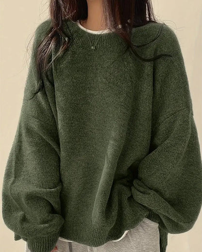 Crew Neck Side Slit Pullover