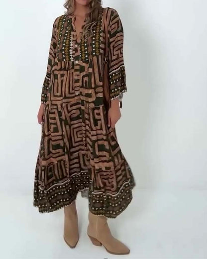 Ethnic Geometric Print Dress