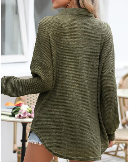 Solid Button-Down Loose Lapel Blouse 2024 f/w blouses & shirts spring