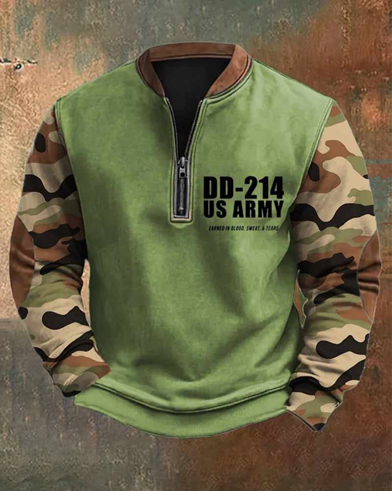 Men's Retro DD-214 Veteran Zip Collar Sweatshirt 2024 F/W sweatshirts man Veterans Day