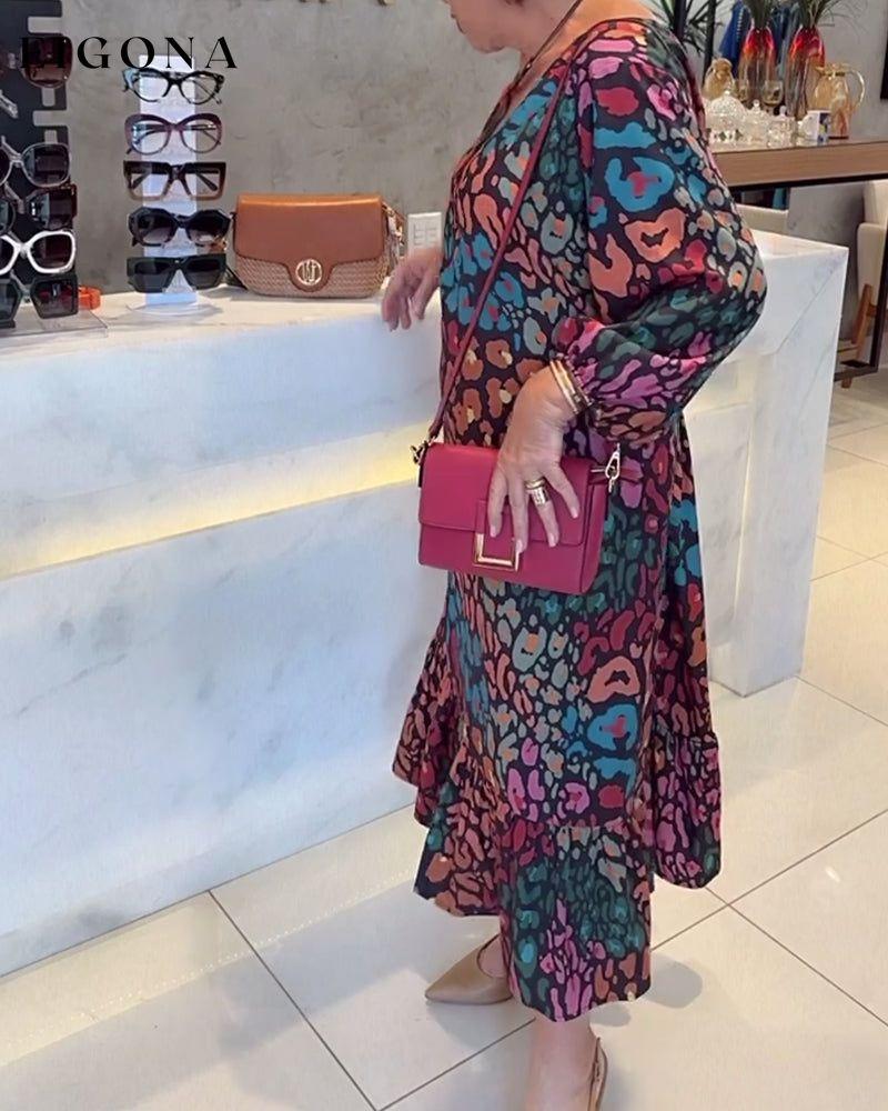 Multicolor printed v-neck maxi dress casual dresses spring summer