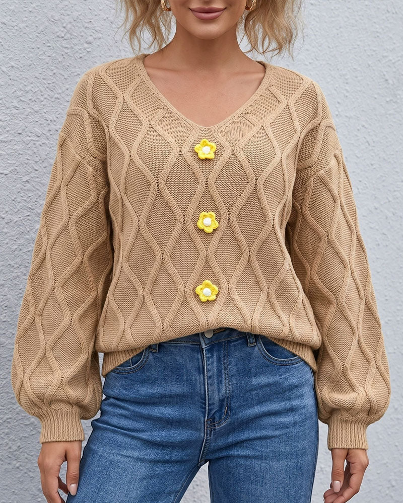 Lantern Sleeve Argyle Fashion Knit Pullover 2024 f/w pullovers