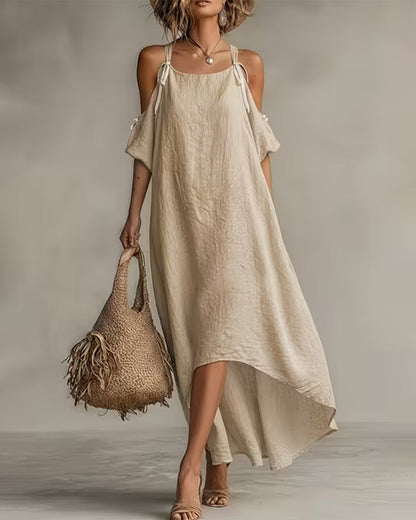 Solid Color Irregular Texture Suspender Dress