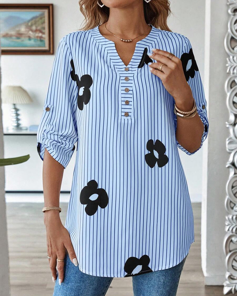 Modisches Hemd mit Streifenmuster und V-Ausschnitt