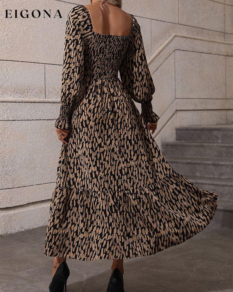 Square Neck Printed Maxi Dress 2023 f/w 23BF casual dresses Clothes Dresses spring