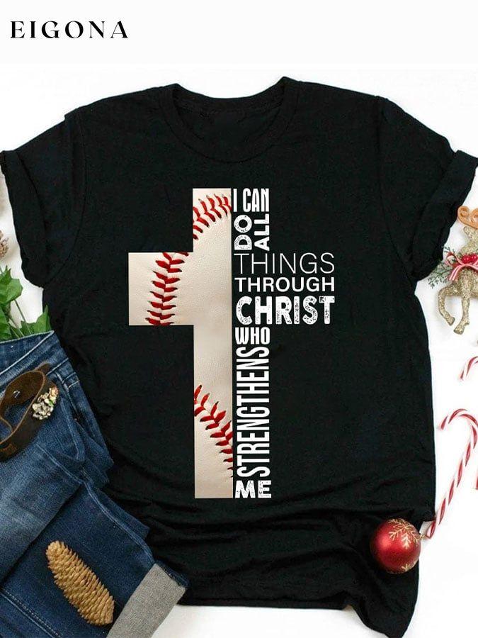 Casual Baseball Faith Letter Print T-Shirt