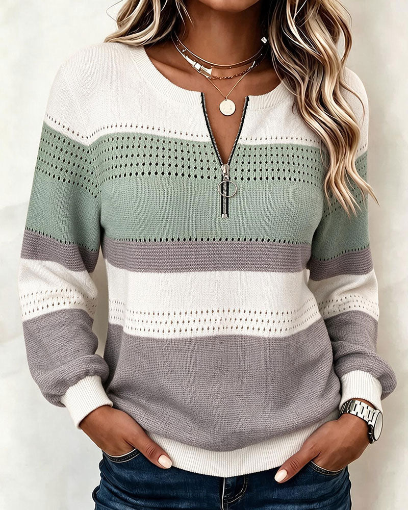 Color-Block Striped Zip Sweatshirt 2024 f/w sweatshirts