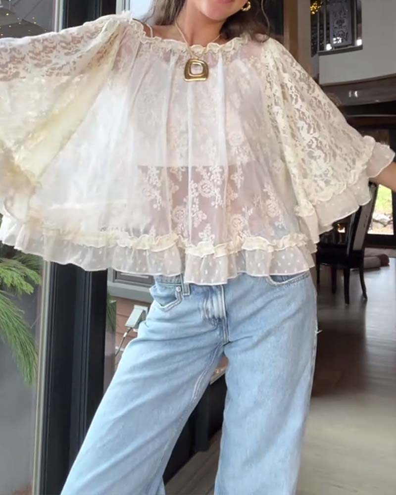 Lace Elegant Solid Color T-shirt