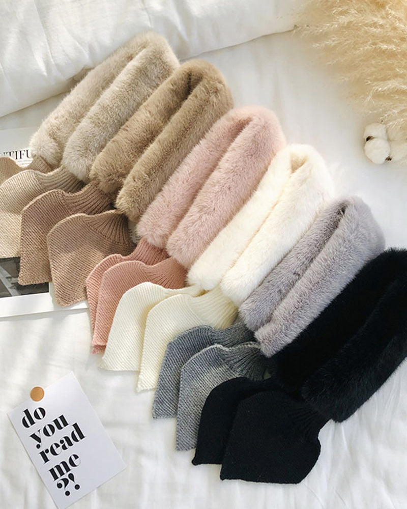Fashionable Knitted Patchwork Fur Scarf