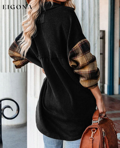 Black Plaid Patchwork Chest Pockets Oversized Shirt Jacket All In Stock Best Sellers Category Shacket clothes EDM Monthly Recomend Hot picks long sleeve shirts Occasion Daily oversized shirt Print Plaid Season Fall & Autumn shirt shirts Style Western top tops