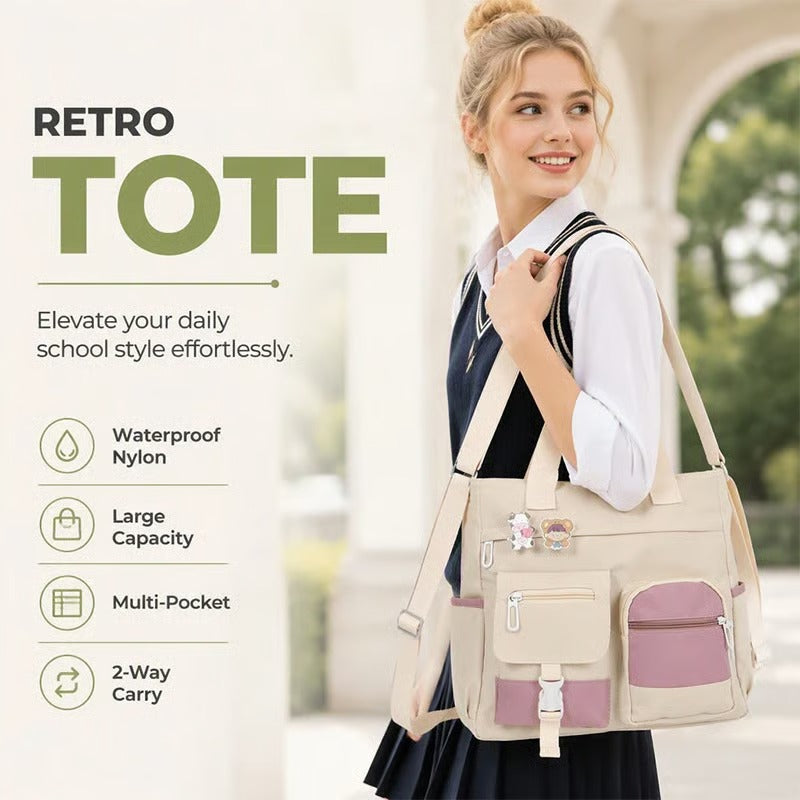 Spacious Canvas Tote Compartments Bag