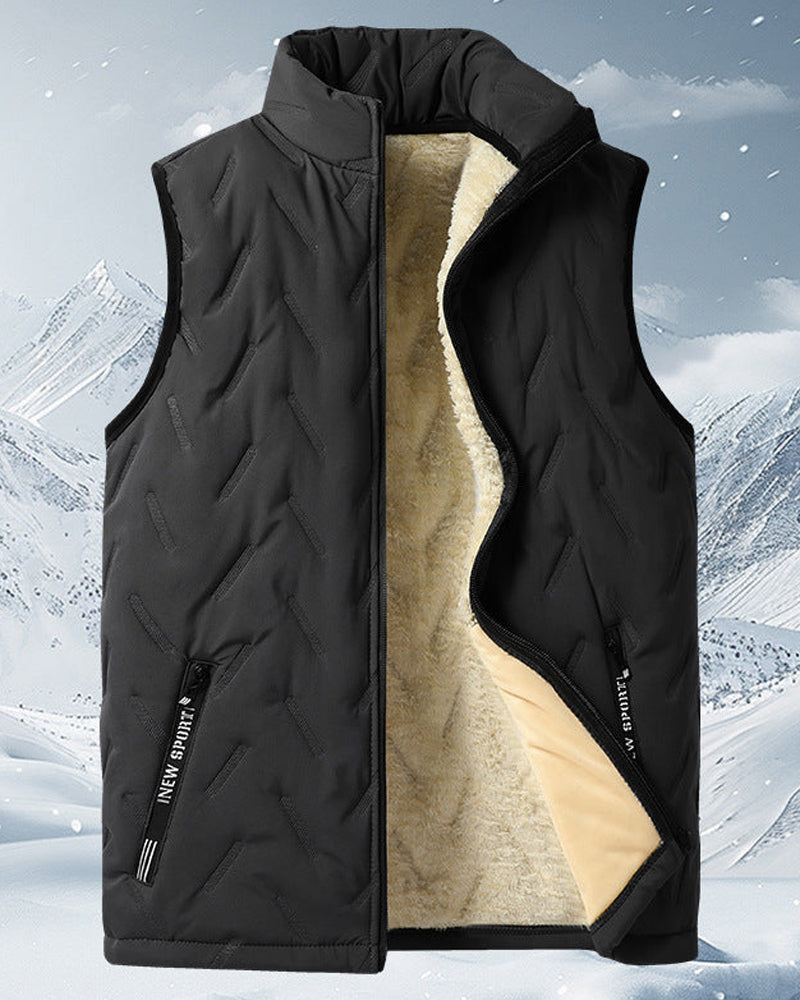 Unisex Winter Warm Casual Sleeveless Quilted Vest With Fleece Lining 2024 f/w coats
