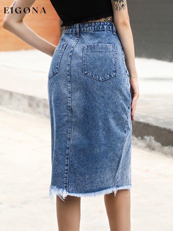 Slit Denim Skirt clothes Huango Ship From Overseas Shipping Delay 09/29/2023 - 10/01/2023 skirts trend